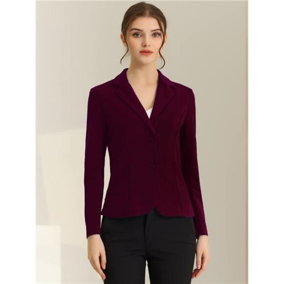 Jackets & Blazers - Women's Blazer Stretch Jacket Suit Plum